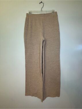 Zara Neutral Ribbed Knit Pants - Beige Taupe
